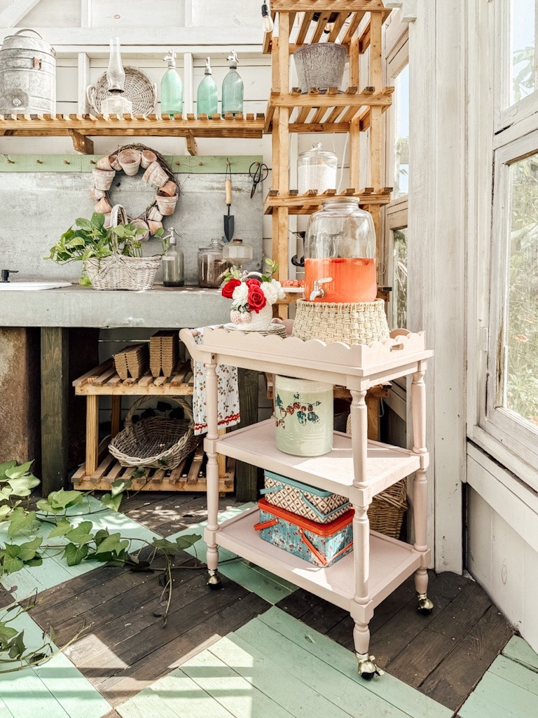 This little bar cart is the sweetest! The scalloped top is removable and makes the best serving tray! 💗🙌

#LTKHome #LTKSeasonal