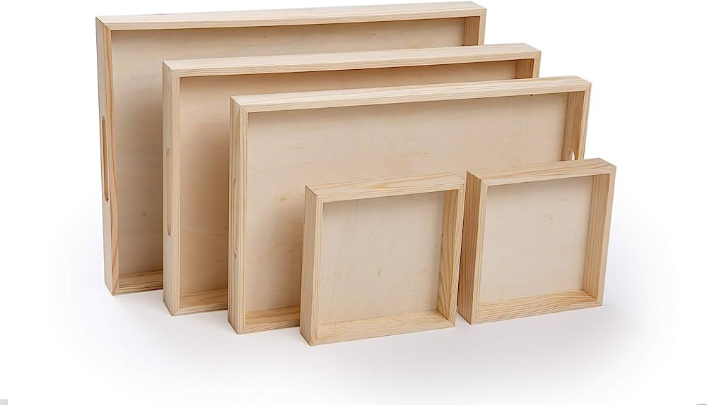 Wooden Living - Serving Tray/Wooden Trays with Handles and Small Wood Boxes Set (Unfinished) | fo... | Amazon (US)