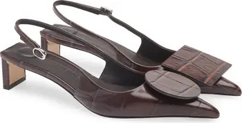Les Duelo Mismatched Croc Embossed Kitten Heel Slingback Pump (Women) | Nordstrom