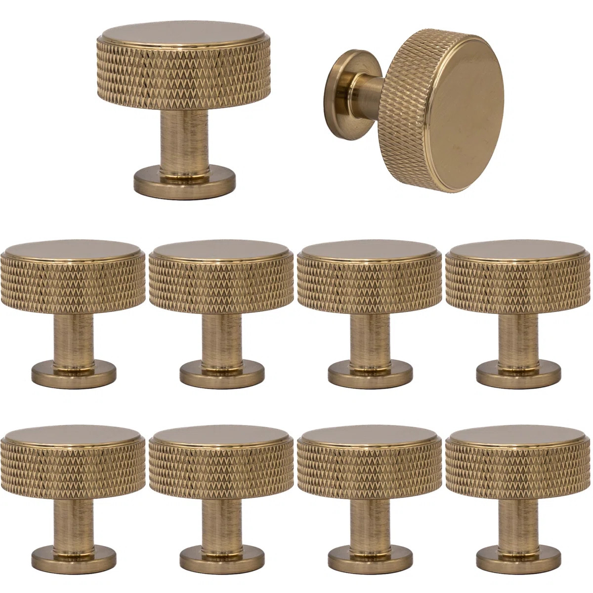 Kent Knurled 1-3/8" Satin Brass Round Knob Multipack | Wayfair North America