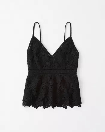Abercrombie & Fitch Womens Lace Peplum Cami in Black - Size XS | Abercrombie & Fitch US & UK