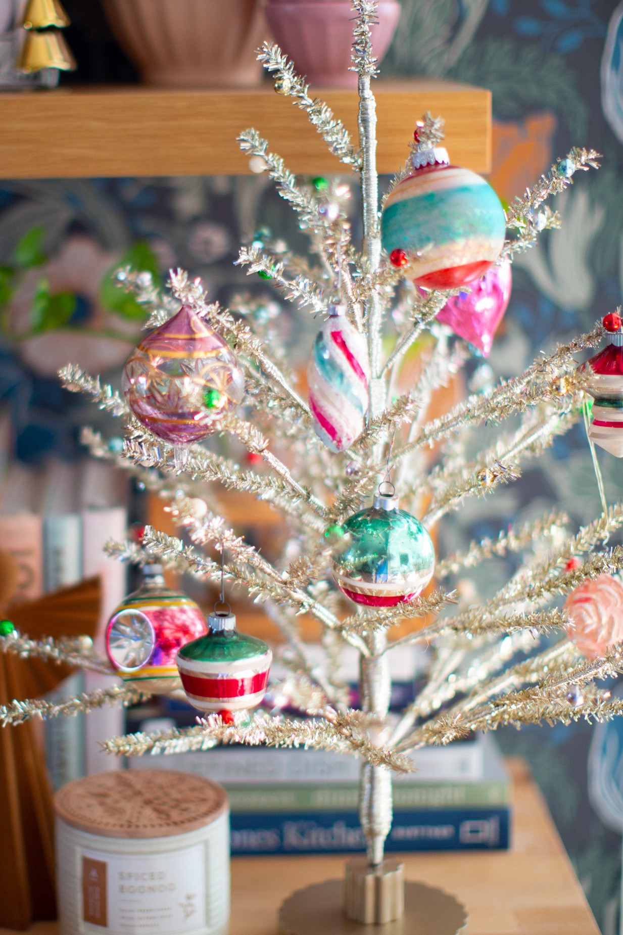 Little gold tinsel tree with vintage glass ornaments 

#LTKGiftGuide #LTKHoliday #LTKHome