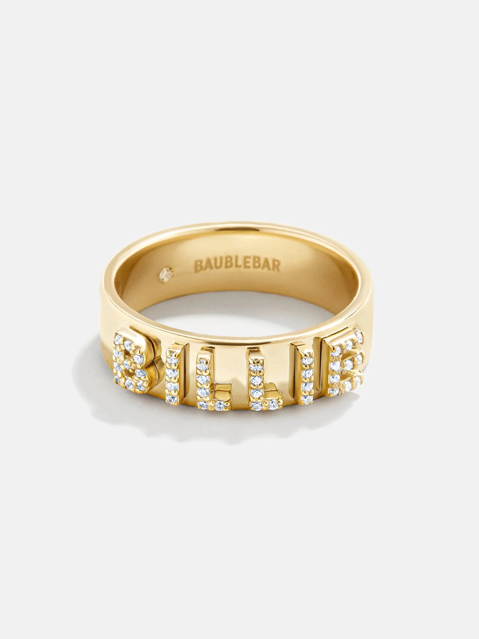 18K Gold Custom Block Ring - 18K Gold. Pavé Cubic Zirconia Stones | BaubleBar