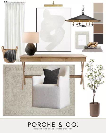 Office design, office inspo, wooden desk, upholstered chair, art, office decor #homedecor

#LTKSeasonal #LTKstyletip #LTKhome