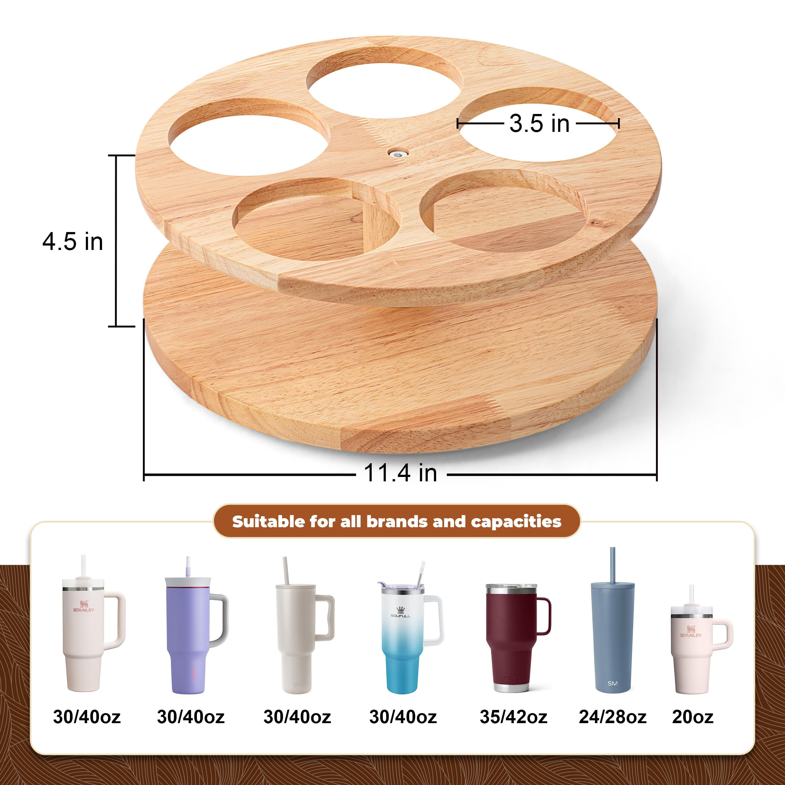 MyLifeUNIT Water Bottle Organizer for Stanley Cups 40oz/30oz/20oz, 360° Rotating Wooden Tumbler ... | Amazon (US)