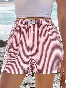 ANRABESS Boxer Shorts for Women Gingham Pajama 2026 Summer Casual Lounge Sleep Plaid Shorts Y2K B... | Amazon (US)