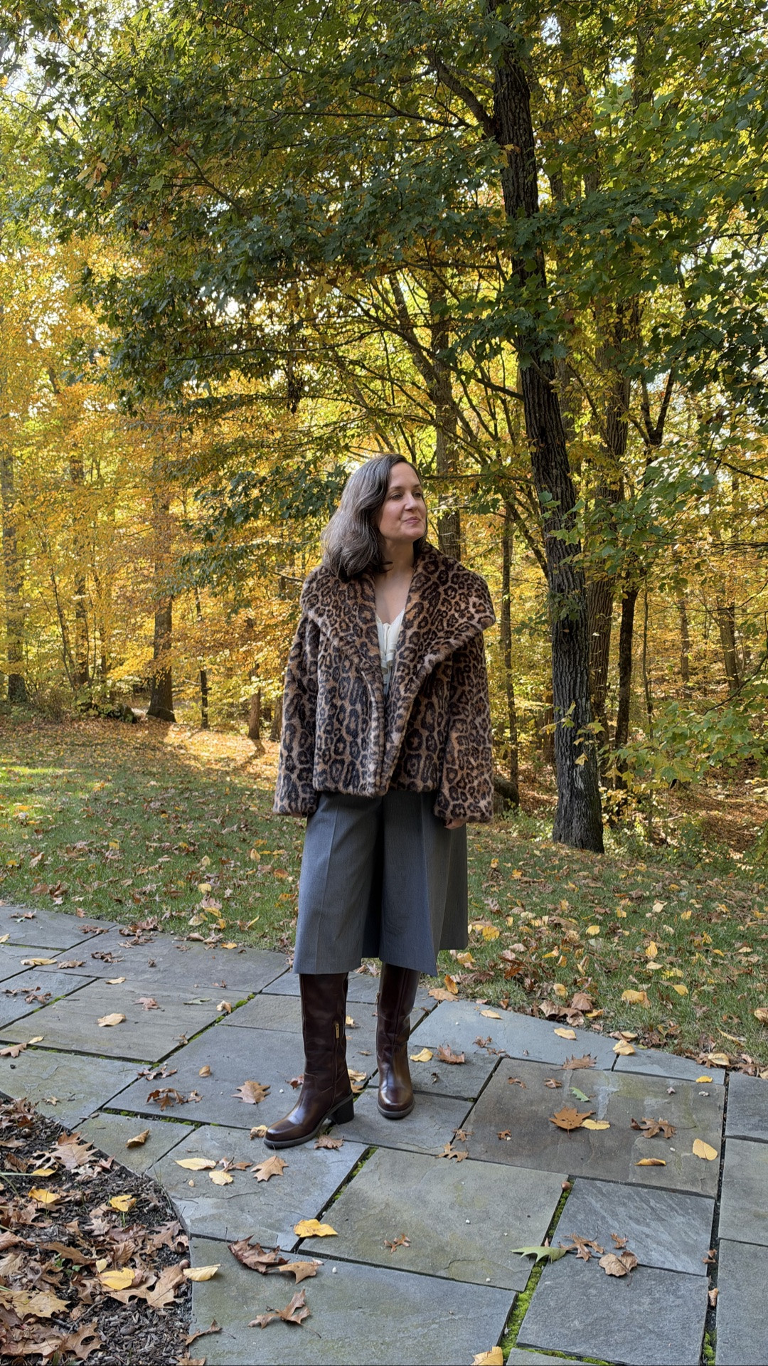 Another styling of my Uniqlo culottes! Statement coat and knee high boots. This will be a staple outfit for me as it gets colder! Layer with a sweater under and tights.