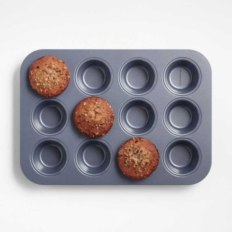 Crate & Barrel Slate Blue 12-Cup Muffin Pan + Reviews | Crate & Barrel | Crate & Barrel