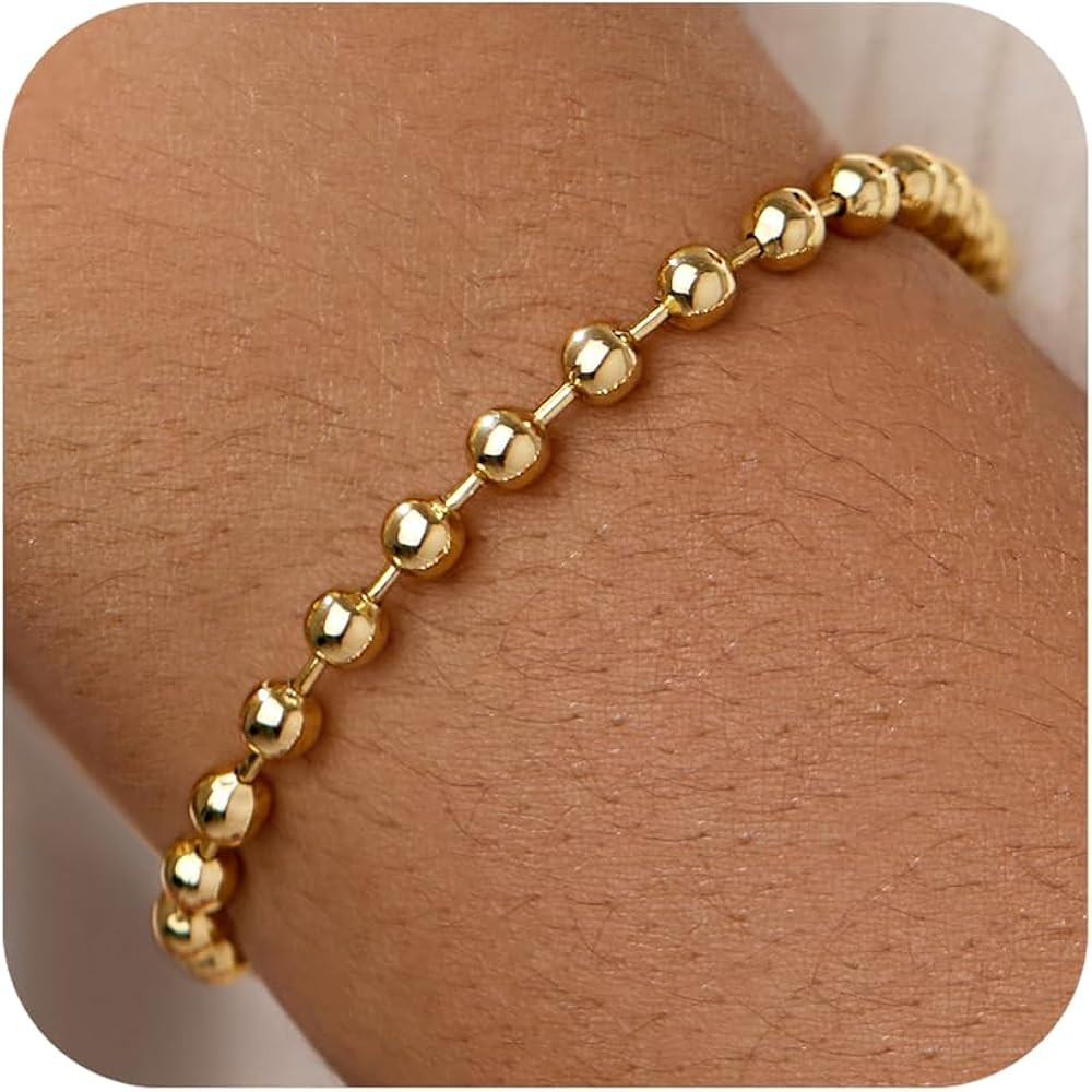 Gold Bracelets for Women, Dainty Gold Jewelry Gifts for Women, 14k Gold Bracelets for Women Non T... | Amazon (US)