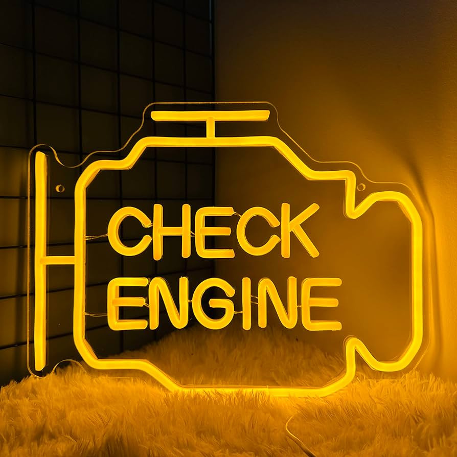 Check Engine Light Neon Sign for Man Cave Decor, LED Garage Wall Art, Funny Gifts for Dad & Car G... | Amazon (US)