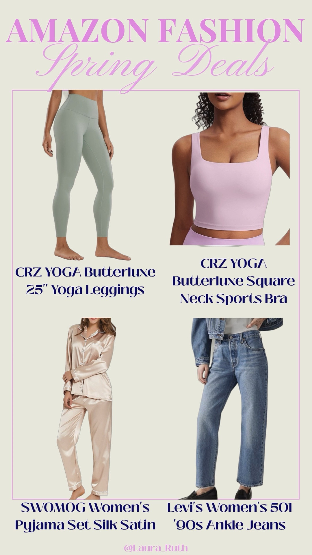 Amazon Spring Deals are live 🌸 and these are 4 fashion bestsellers worth checking out!

A mix of pieces I personally wear and some highly rated finds that everyone seems to love:

✨ CRZ Yoga Butterluxe leggings
✨ CRZ Yoga square neck sports bra
✨ Satin pajama set
✨ Levi’s 501 ‘90s ankle jeans

All linked in my LTK if you want to browse the deals 🤍 

#LTKspring #LTKuk #LTKfitness