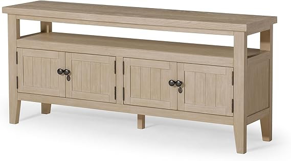Maven Lane Turner Wooden Media Unit in Antiqued White Finish | Amazon (US)