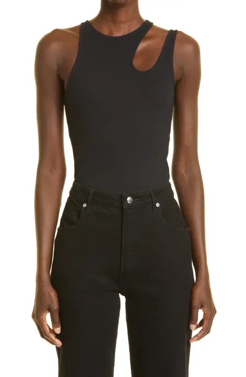 K.NGSLEY Gender Inclusive Romain Cutout Rib Tank in Black at Nordstrom, Size Medium | Nordstrom