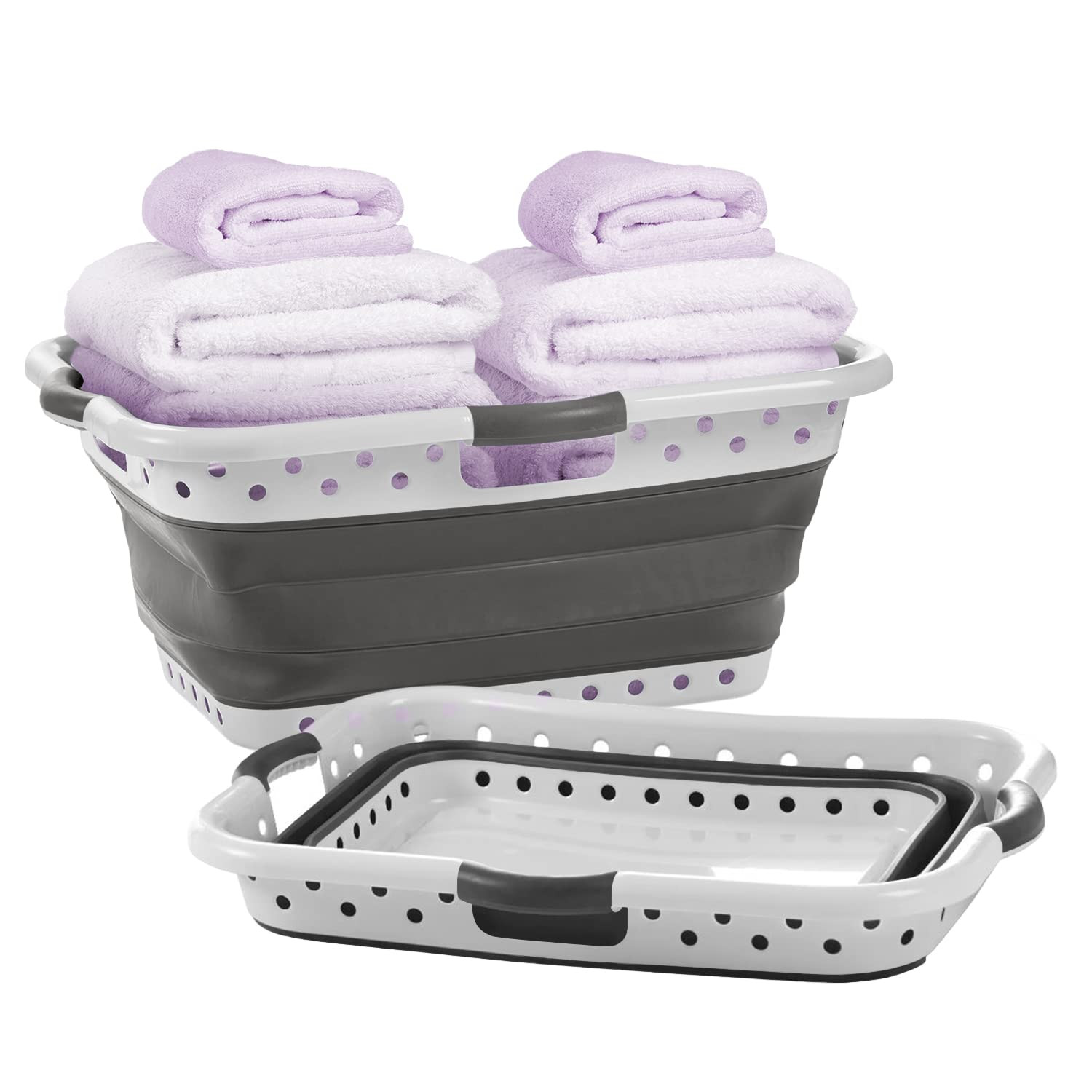 Pop & Load Collapse and Store Collapsible Plastic Laundry Basket, Large 1 pc Pop Up Laundry Hampe... | Amazon (US)