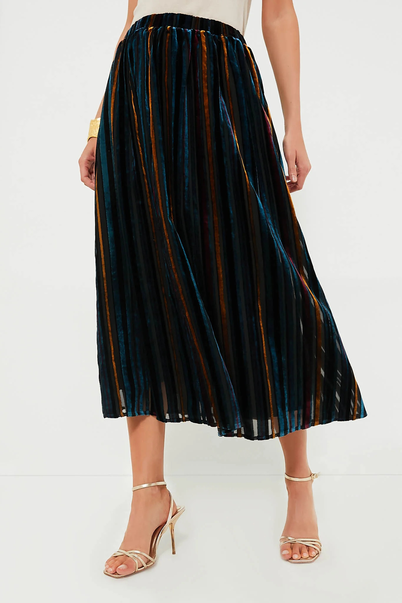 Multicolor Velvet Stripe Alba Skirt | Tuckernuck (US)