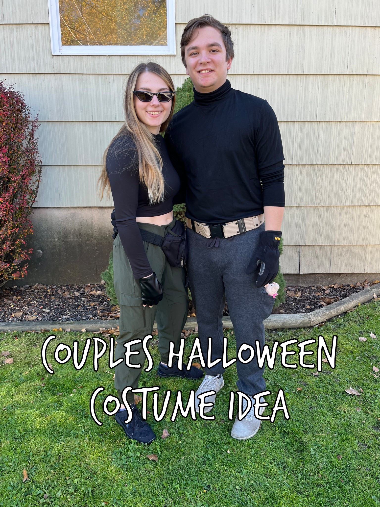 Couples Halloween costume inspo 🖤🟢🧡 

This Kim Possible and Ron Stoppable costume is the perfect mix of cartoon nostalgia and fun Disney Channel vibes! Perfect for a couples costume, best friend costume, or even a Disney Halloween outfit. 🕶️🦸‍♀️ 

I love how easy it is to recreate this DIY Kim Possible costume with a black crop top, green cargo pants, utility belt, and gloves, while Ron’s look is so simple with a red jersey shirt, khaki pants, and sneakers. 👟 

This makes for an instantly recognizable cartoon couples costume that’s both cute and funny. Plus it’s also a great last-minute Halloween costume idea. Whether you’re heading to a Halloween party, passing out candy, or going to a Disney Halloween event, this is the ultimate 2000s throwback couples look. 🎃✨

Shop the full look here on LTK to recreate this Kim Possible and Ron Stoppable couples costume just in time for spooky season! 👻🕷️