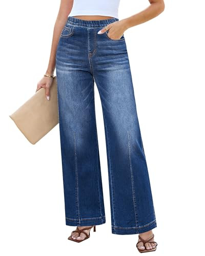 LookbookStore Wide Leg Jeans Woman Women Jeans High Waisted Cute Jeans for Women Blue Jeans for Women High Waisted Womens Jeans Size 10 Womans Jeans Darkness Blue Size Medium | Amazon (US)