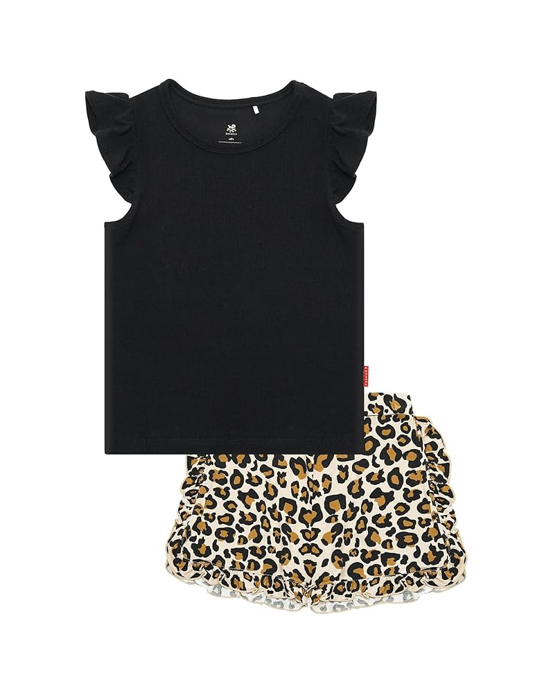 Toddler Kid Girls Summer Outfits Ruffled Cap Sleeve Shirt and Shorts Set, Viscose from Bamboo | Amazon (US)