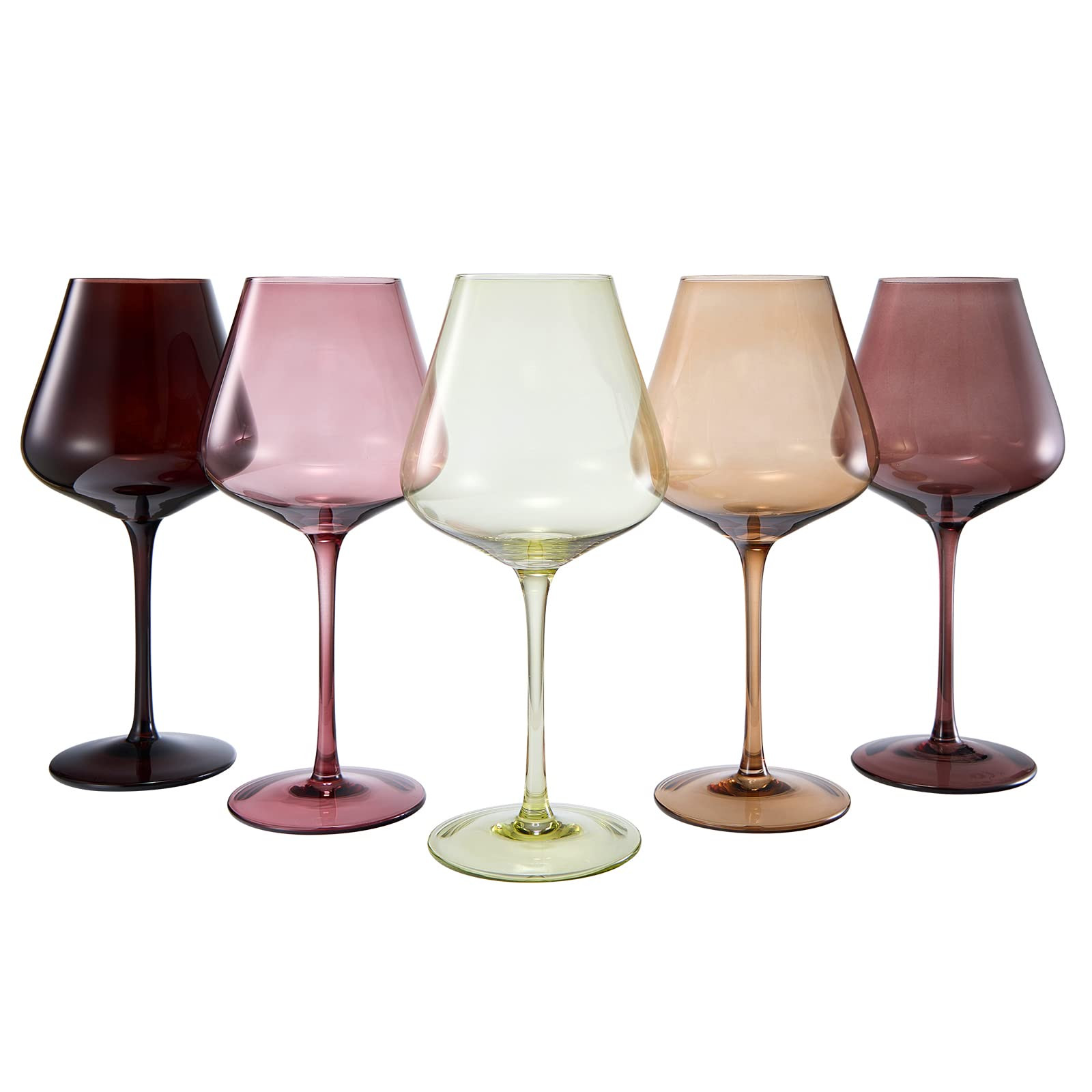 Terracotta Mars Collection Colored Crystal Wine Glass Set of 5, Gift For Him, Mom Dad Friend - 20... | Amazon (US)