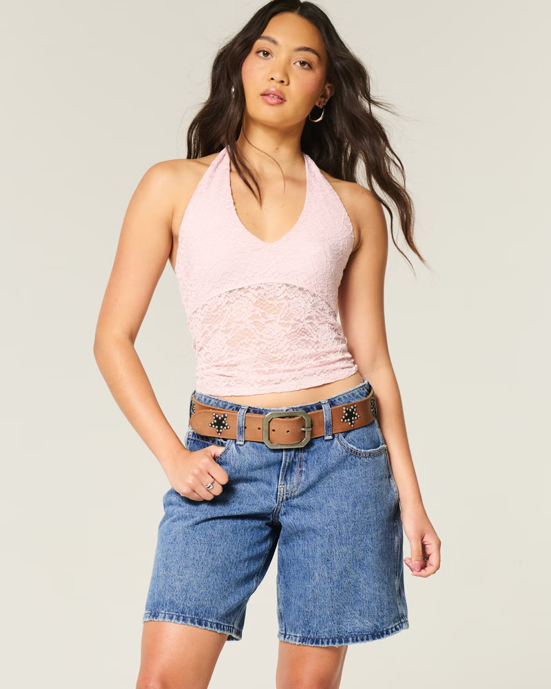Women's Curvy High-Rise Light Wash Relaxed Denim Shorts 5" | Women's Bottoms | HollisterCo.com | Hollister (US)