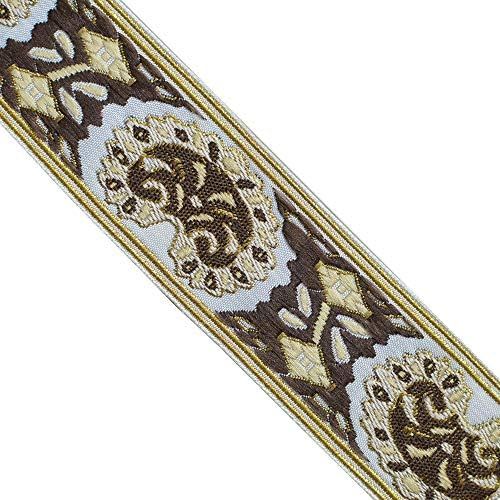 JL 409 Jacquard Metallic Gold Bohemian Brown Beige Ribbon Trim 1-3/8" (35mm) 5 Yards DIY for Sewi... | Amazon (US)