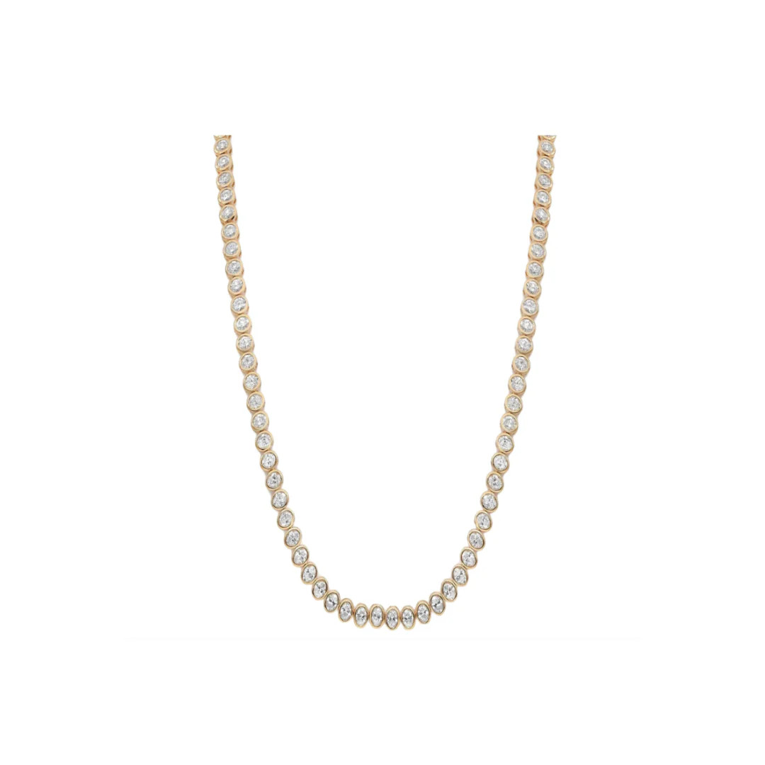 Bezel Diamond Half Tennis Necklace | Henri Noel Fine Jewelry