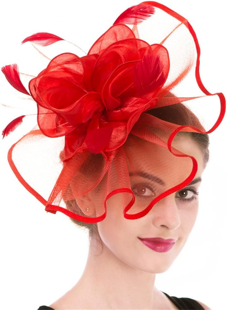 Women's Organza Church Kentucky Derby British Fascinator Bridal Tea Party Wedding Hat Summer | Amazon (US)