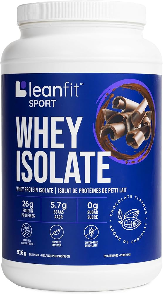 LEANFIT Sport Grass-Fed 100% WHEY ISOLATE Protein Powder, Natural Chocolate, Gluten Free, Keto-Fr... | Amazon (CA)