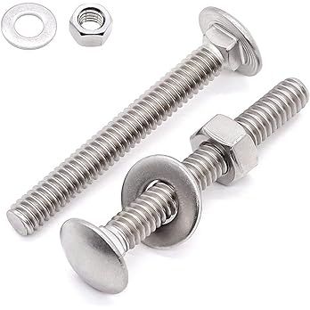Glvaner (6 Sets) 3/8-16 x 2-1/2" Stainless Steel Carriage Bolts Screws Round Head Square Neck and... | Amazon (US)
