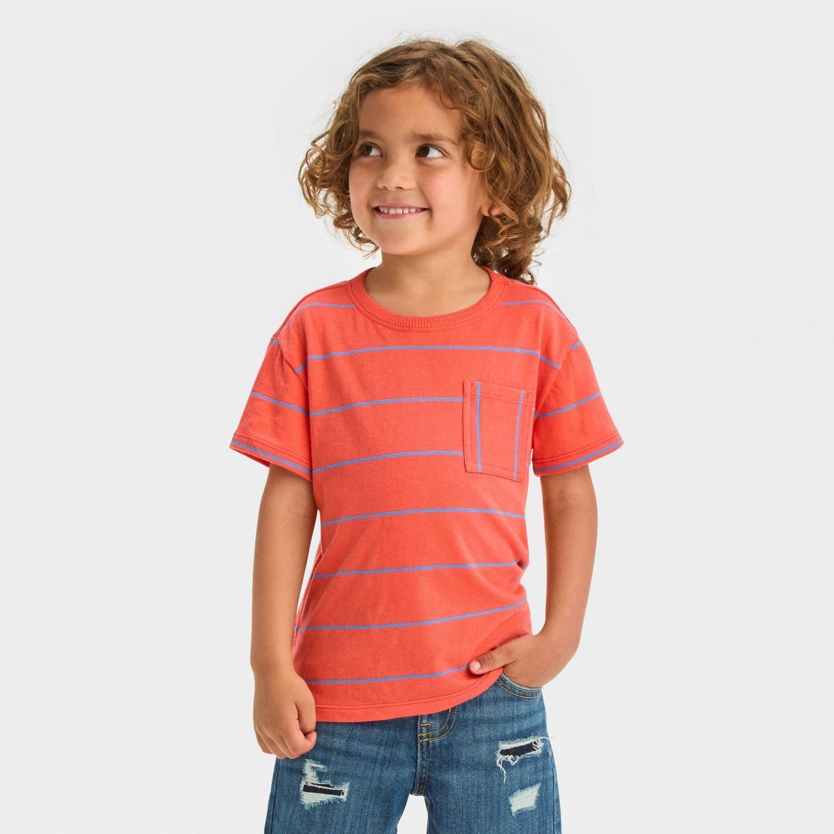 Toddler Boys' Striped Short Sleeve Pocket T-Shirt - Cat & Jack™ | Target