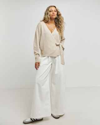 Oatmeal Ballet Wrap Cardigan | Simply Be (UK)