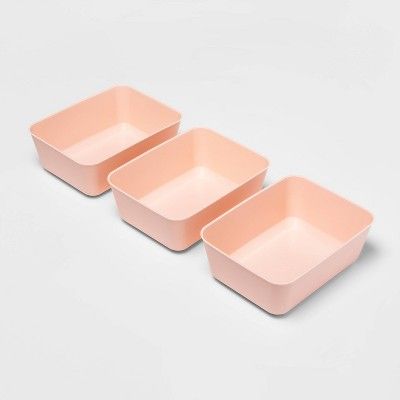 Medium 3pk Storage Trays Feather Peach - Room Essentials™ | Target