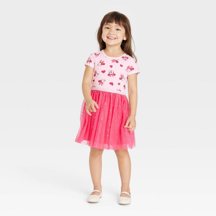 Toddler Girls' Disney Minnie Mouse Printed Tutu Dress - Pink | Target