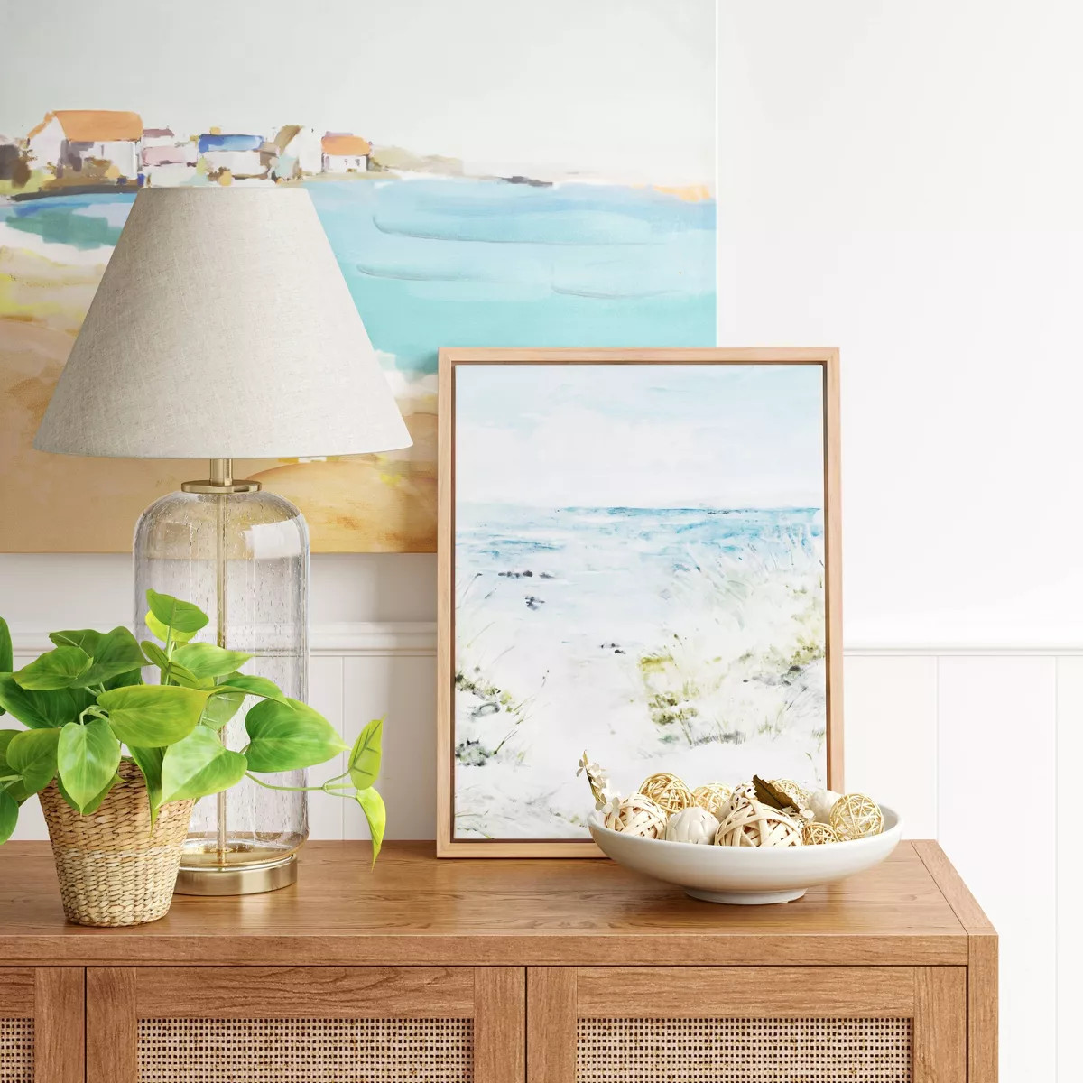 19.75"x7" Bubble Glass with Brass Detail Large Lamp Base Clear - Threshold™ | Target