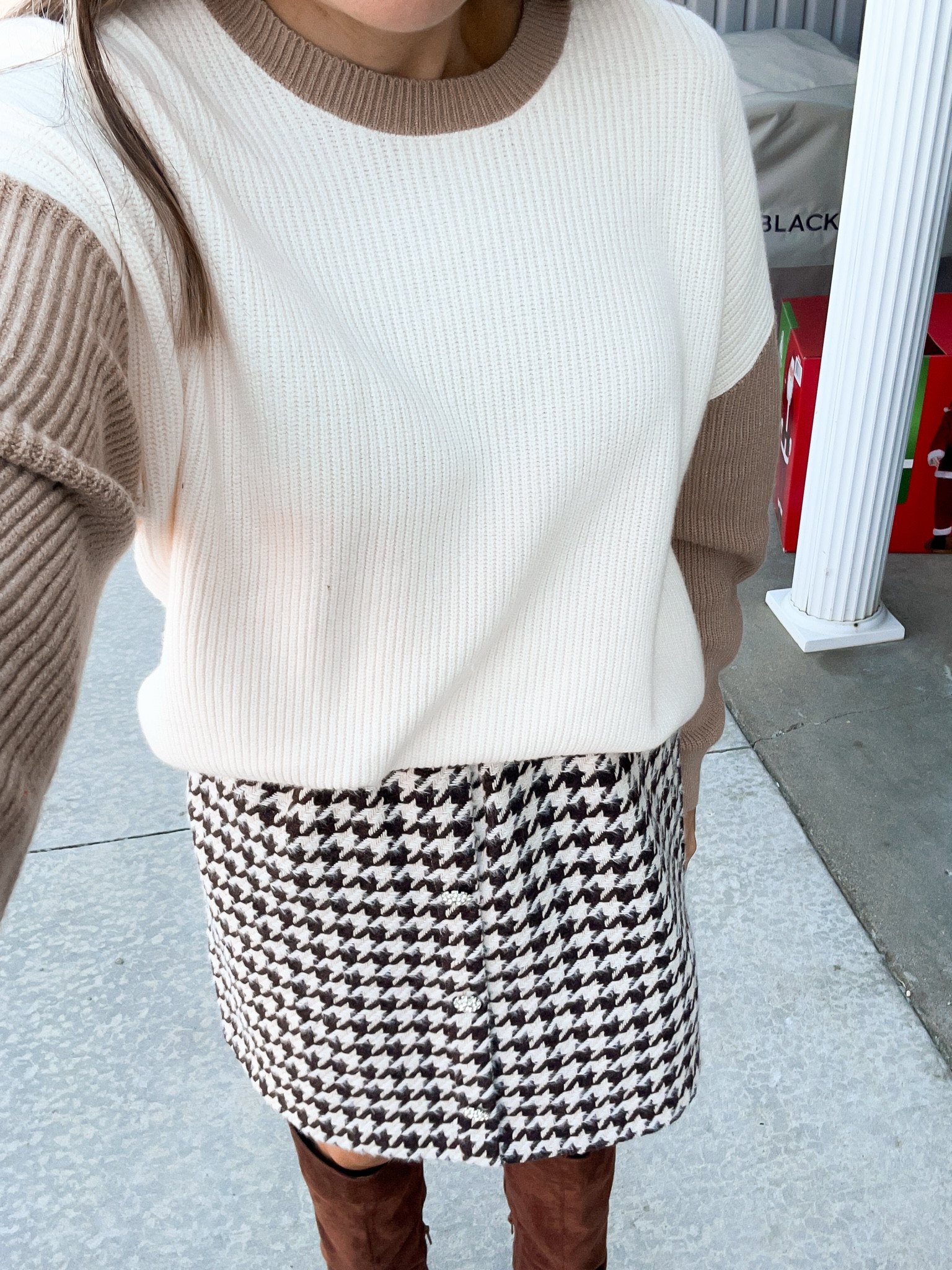 This sweater combo is so cute with this houndstooth skirt! 

#LTKSeasonal #LTKHoliday