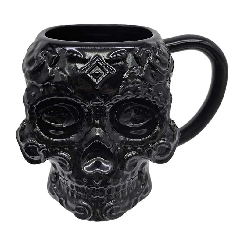Ceramic Black Skull Mug, 16oz | At Home