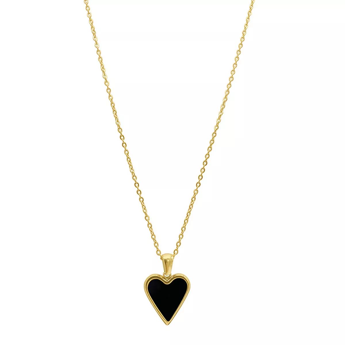 Adornia 14k Gold Plated Black Enameled Heart Pendant Necklace | Kohl's
