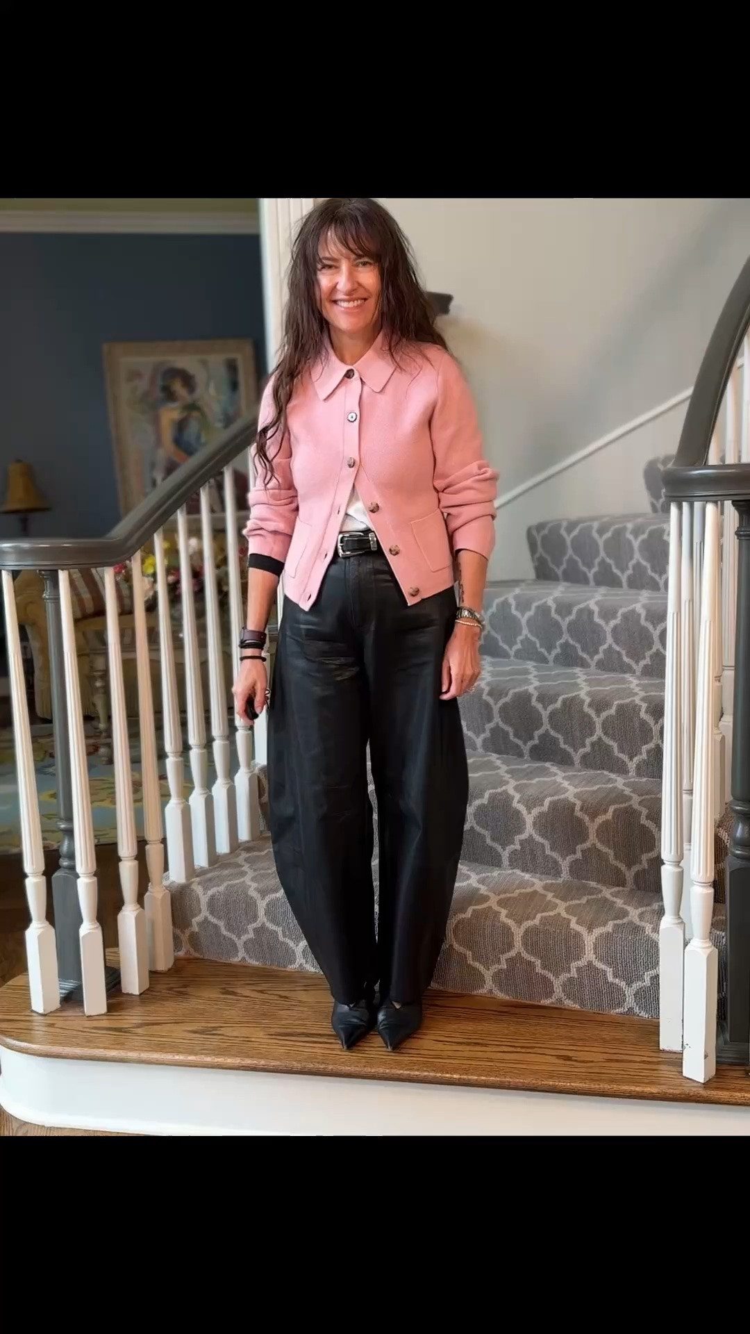 How to give some edge to your workwear! Edgy pants with fun shape with classy yet easy sweater! Size up in sweater and down in pants!

#LTKootd #LTKOver40 #LTKWorkwear
