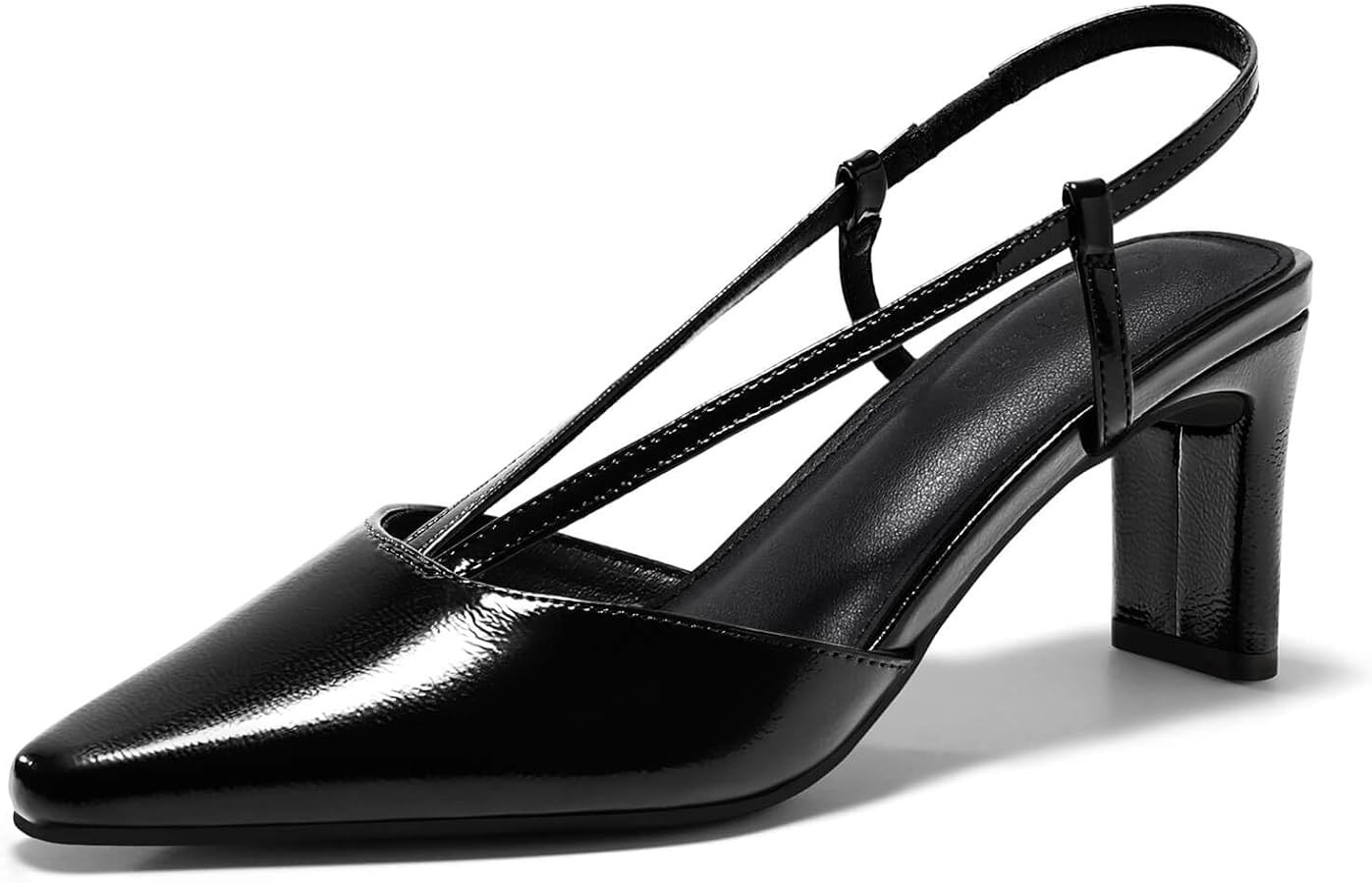 Coutgo Womens Low Chunky Heels Slingback Pumps Closed Pointed Toe V-Strap Slip On Wedding Party D... | Amazon (US)