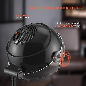 TASALON Ionic Hooded Hair Dryer - 1875W Bonnet Dryer with 3 Temperature Settings - Portable Stand... | Amazon (US)
