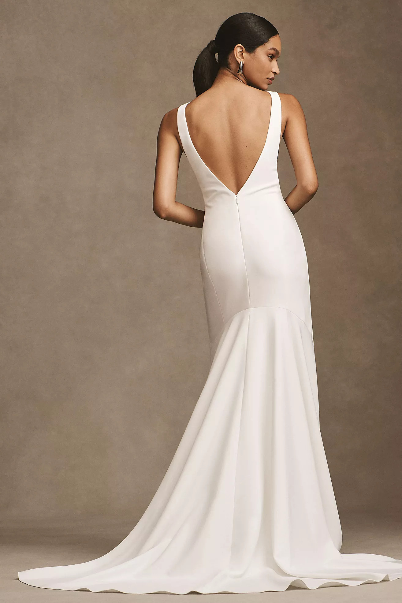 Watters Hyde Bateau-Neck Low-Back Trumpet Wedding Gown | Anthropologie (US)
