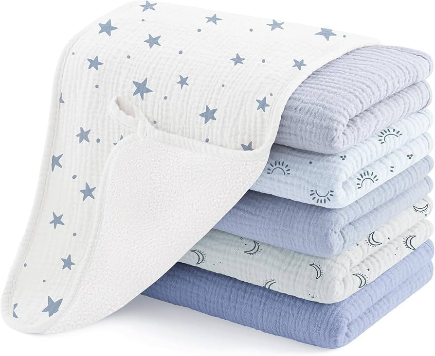 Susurration Muslin Burp Cloths, Soft Baby Burping Cloths for Unisex Boys and Girls, Newborn Essen... | Amazon (US)