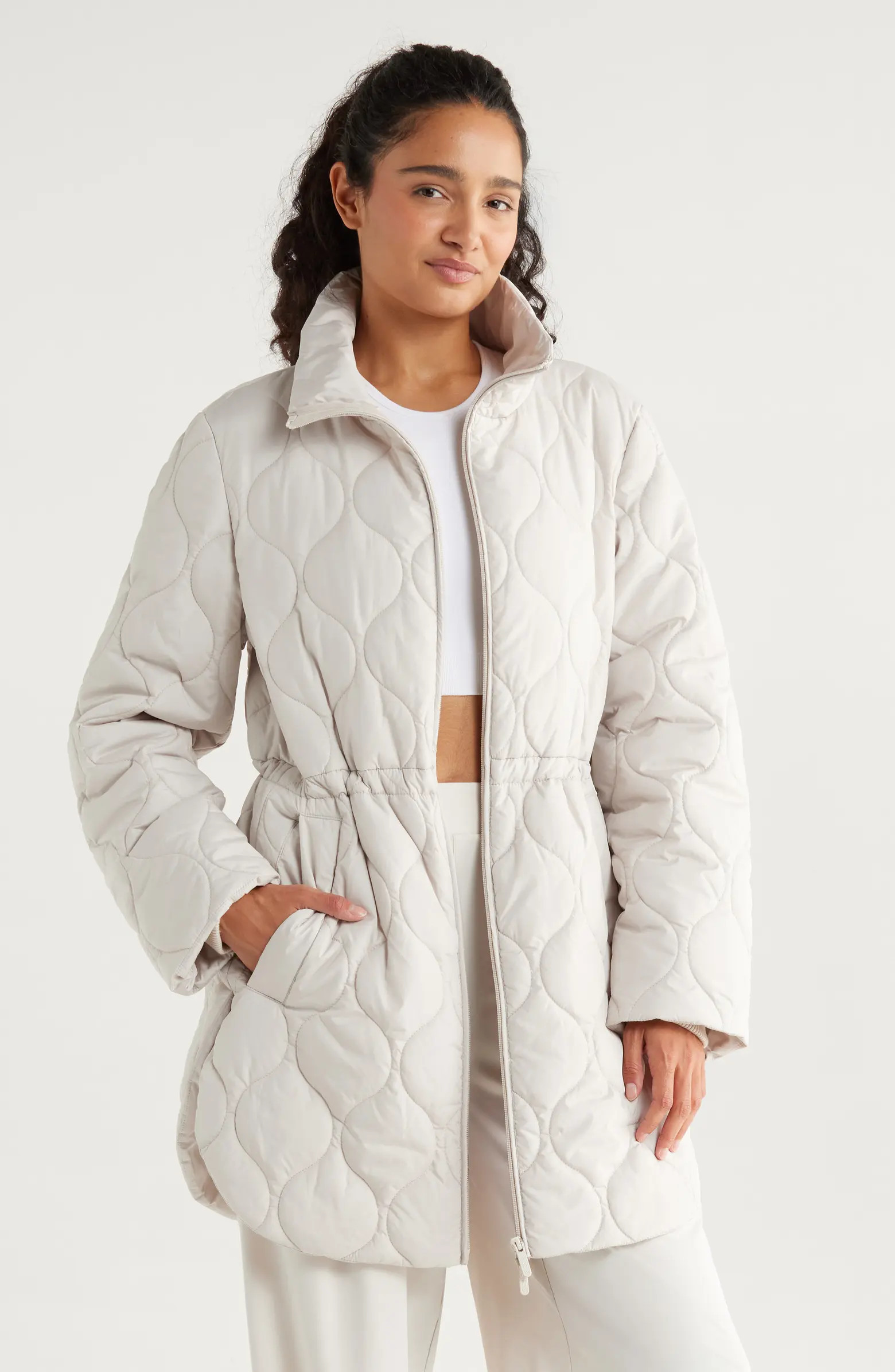 Zella Skyline Longline Quilted Jacket | Nordstrom | Nordstrom