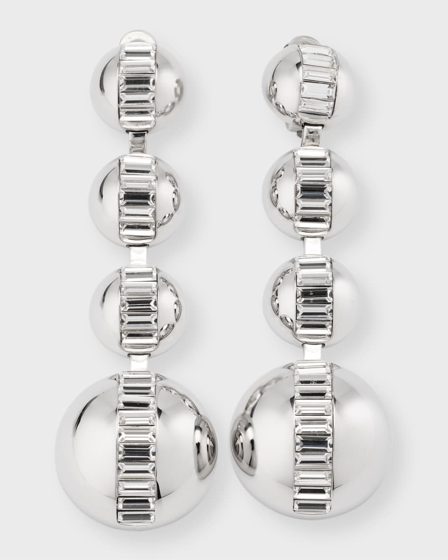 Saint Laurent Multi-Sphere Rhinestone Baguette Clip-On Earrings | Neiman Marcus