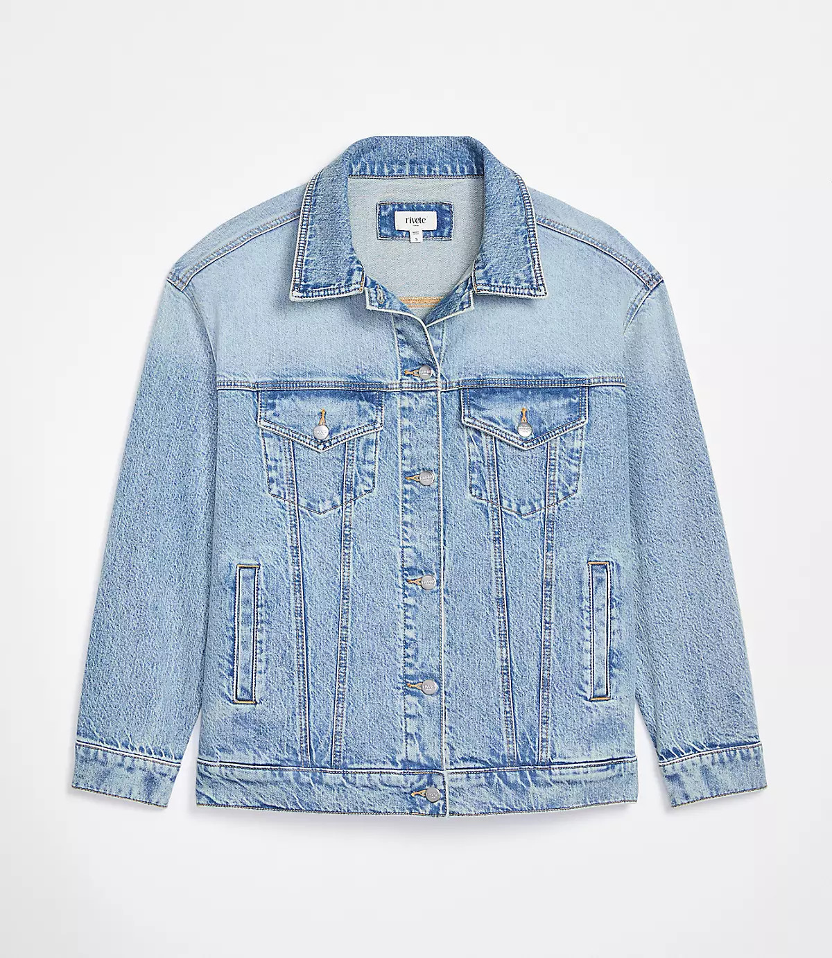Oversized Denim Trucker Jacket in Vintage Light Indigo Wash | LOFT
