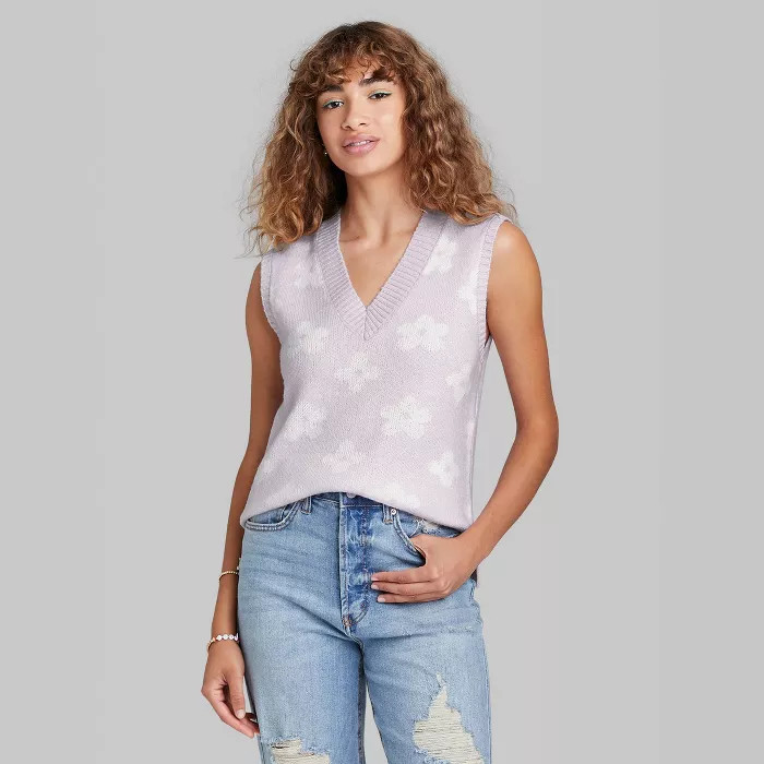 Women's V-Neck Printed Sweater Vest - Wild Fable™ | Target