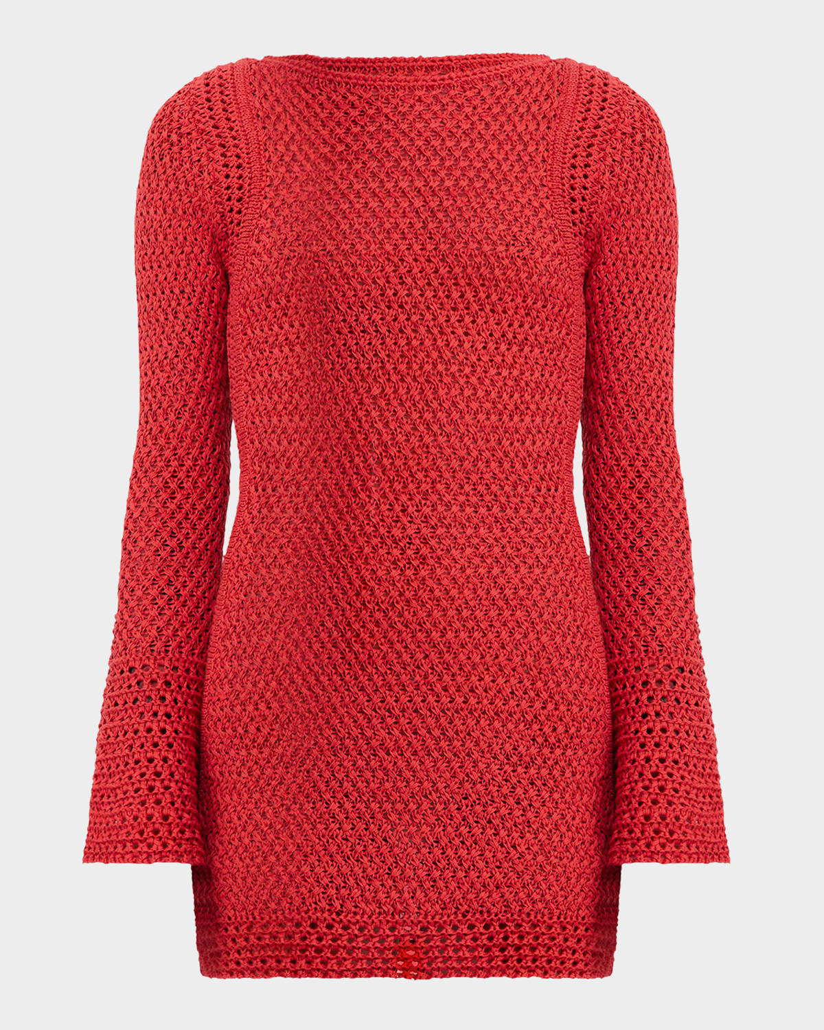 Oakleigh Long-Sleeve Crochet Mini Dress | Neiman Marcus