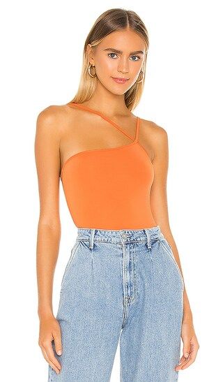 Taryn Asymmetric Bodysuit in Orange | Revolve Clothing (Global)