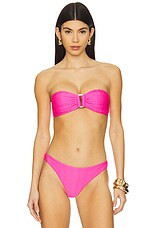 MILLY Margot Textured Chevron Bandeau Bikini Top in Fuchsia from Revolve.com | Revolve Clothing (Global)