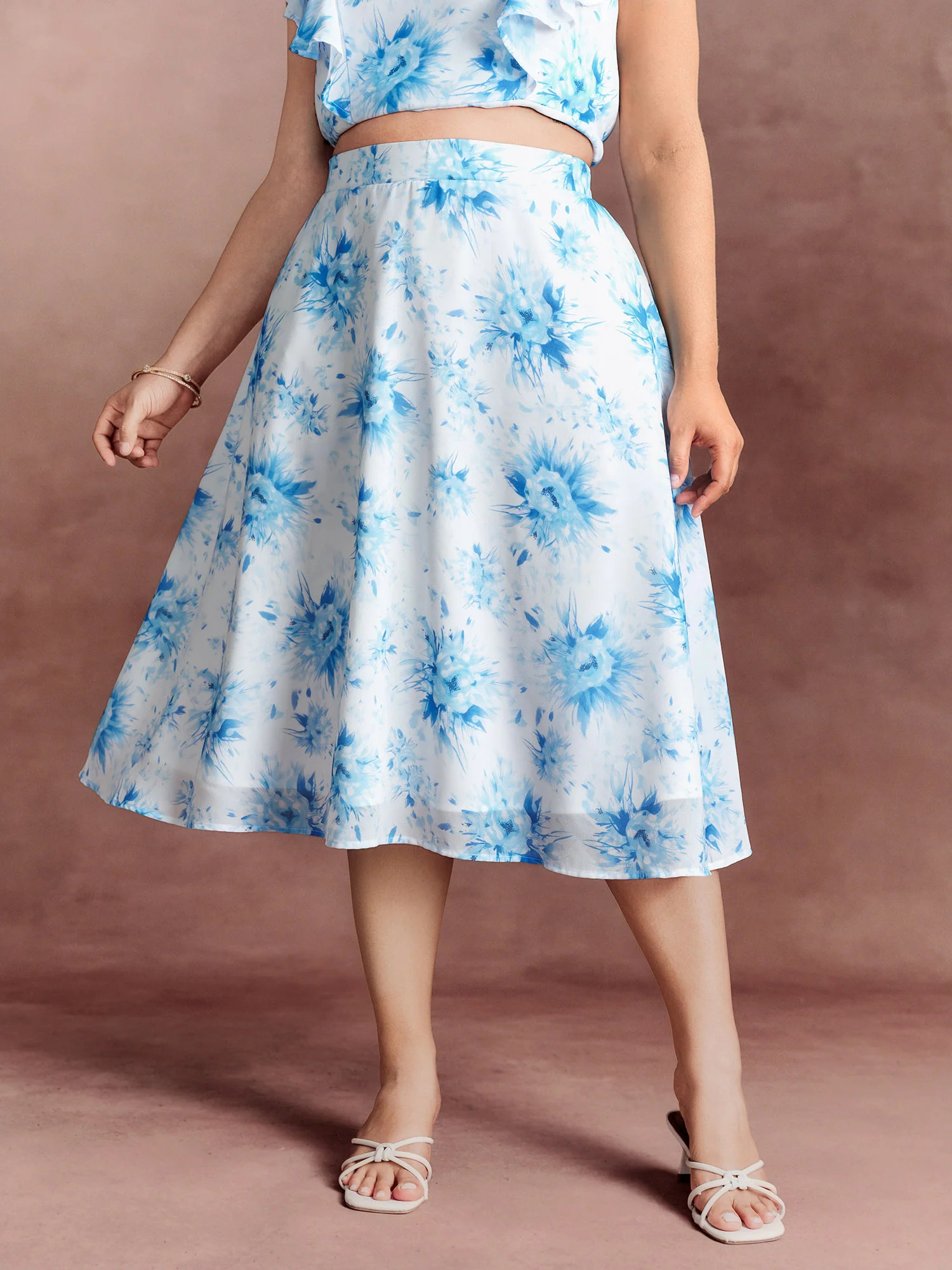 Floral Print Flowy Midi Skirt | Bloomchic